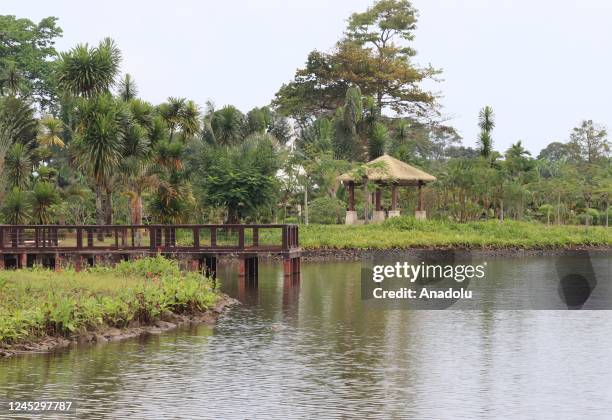 Pond view of the 'Malabo National Park' in Malabo, Equatorial Guinea on November 23, 2022. The city park, located in the 'Independence Zone' is built...