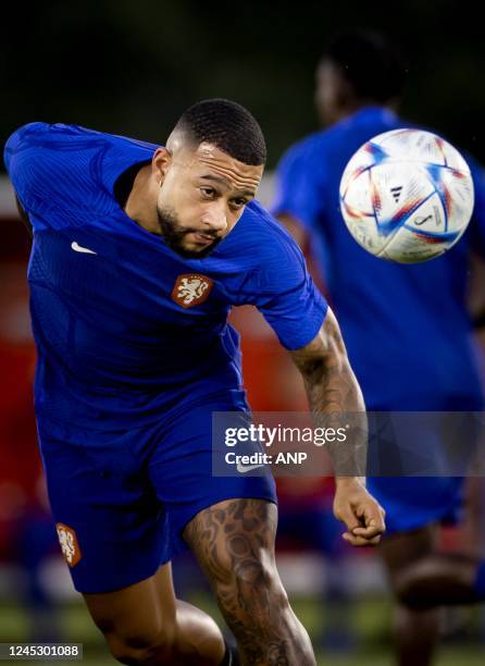 Memphis Depay of Holland during a training session of the Dutch national team at the Qatar University training complex on December 2, 2022 in Doha,...