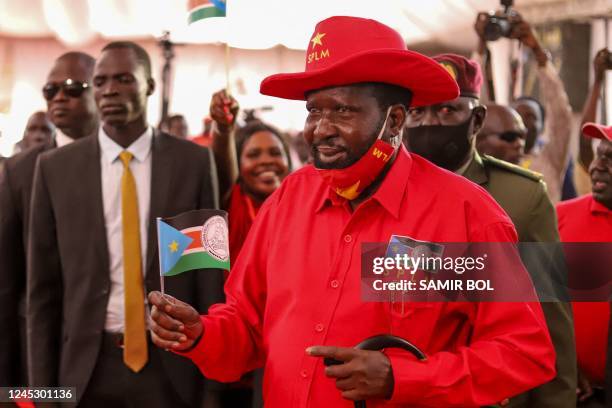 Salva Kiir , the President of South Sudan and the chair person of the Sudan People's Liberation Movement , attends the meeting of the National...