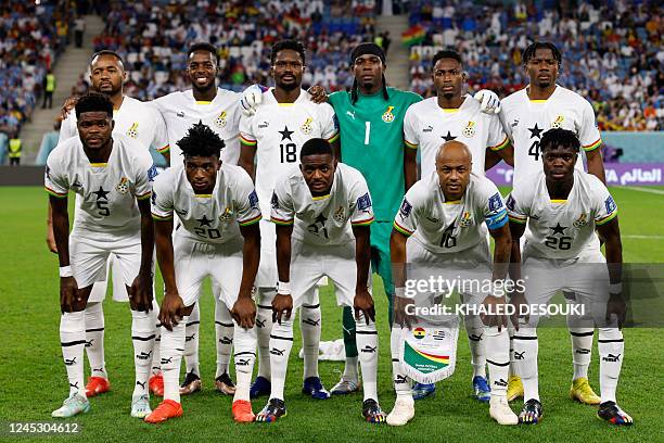 Ghana's forward Jordan Ayew, Ghana's forward Inaki Williams, Ghana's defender Daniel Amartey, Ghana's goalkeeper Lawrence Ati Zigi, Ghana's defender...