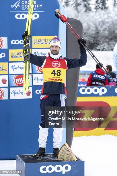 Hans Christer Holund of Team Norway takes 3rd place during the FIS Cross Country World Cup Men's and Women's 10 km individual on December 2, 2022 in...