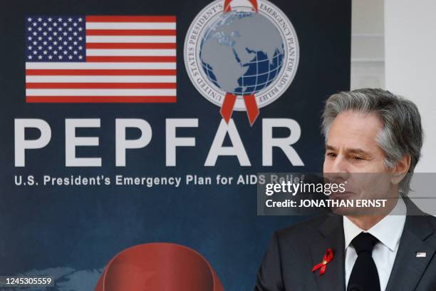 Secretary of State Antony Blinken speaks at a at the World AIDS Day event hosted by the Business Council for International Understanding, in...