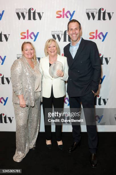 Katie Bailiff, Sue Barker winner of The EON Productions Lifetime Achievement Award presented by Greg Rusedski attend the Women In Film & Television...