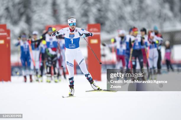 Gyda Westvold Hansen of Team Norway takes 1st place during the FIS Nordic Combined World Cup Women's Gundersen HS 100 / 5 km on December 2, 2022 in...