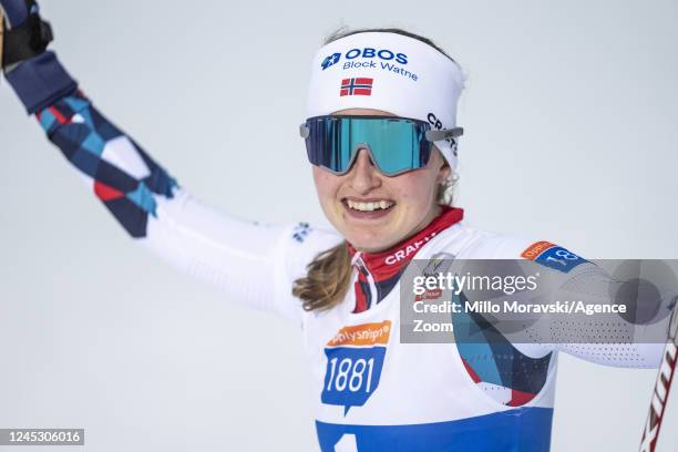 Gyda Westvold Hansen of Team Norway takes 1st place during the FIS Nordic Combined World Cup Women's Gundersen HS 100 / 5 km on December 2, 2022 in...