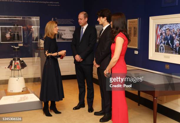 Prince William, Prince of Wales is shown around the John F. Kennedy Presidential Library and Museum by Ambassador Caroline Kennedy, daughter of John...