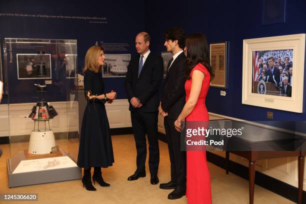 Prince William, Prince of Wales is shown around the John F. Kennedy Presidential Library and Museum by Ambassador Caroline Kennedy, daughter of John...