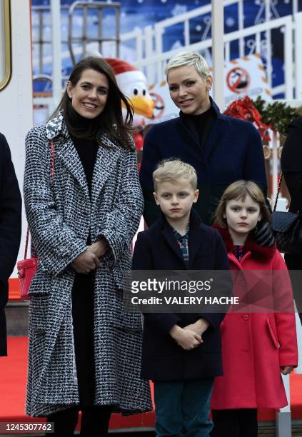 Princess Charlene of Monaco and Charlotte Casiraghi Monaco's Prince Jacques and Princess Gabriella inaugurate the Christmas village in Monaco, on...