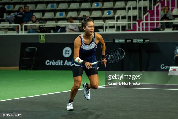 Sophie Chang of USA in action against Zhang Shuai of China during the final of the Credit Andorra Open Women's Tennis Association tennis tournament...