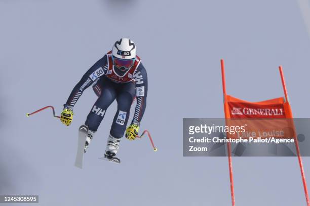 Ragnhild Mowinckel of Team Norway in action during the Audi FIS Alpine Ski World Cup Women's Downhill on December 02, 2022 in Lake Louise, Canada.