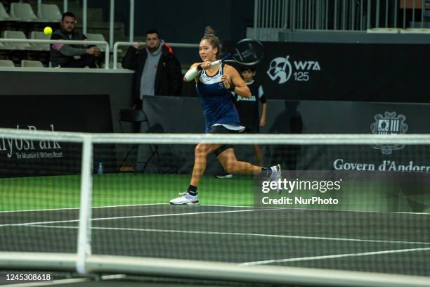 Sophie Chang of USA in action against Zhang Shuai of China during the final of the Credit Andorra Open Women's Tennis Association tennis tournament...