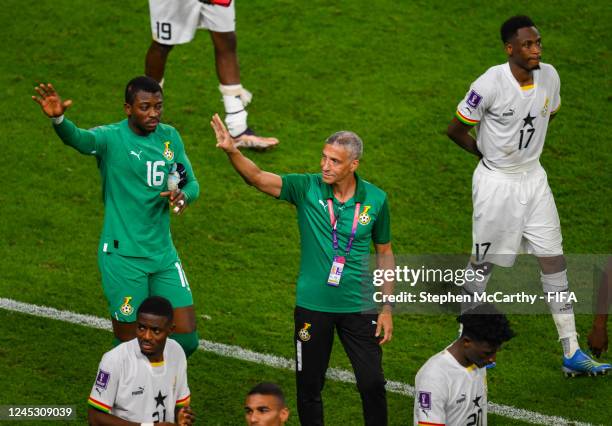 Ghana Technical Advisor Chris Hughton during the FIFA World Cup Qatar 2022 Group H match between Ghana and Uruguay at Al Janoub Stadium on December...