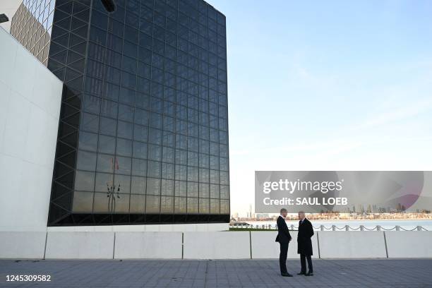 President Joe Biden meets with Britain's Prince William, Prince of Wales, at the John F. Kennedy Presidential Library and Museum in Boston,...