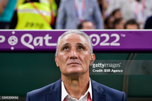 Coach Tite of Brazil prior to the Group G - FIFA World Cup Qatar 2022 match between Cameroon and Brazil at the Lusail Stadium on December 2, 2022 in...
