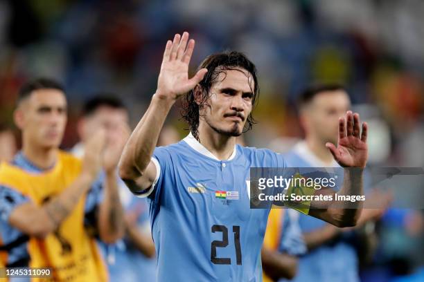 Edinson Cavani of Uruguay disappointed during the World Cup match between Ghana v Uruguay at the Al Janoub Stadium on December 2, 2022 in Al Wakrah...