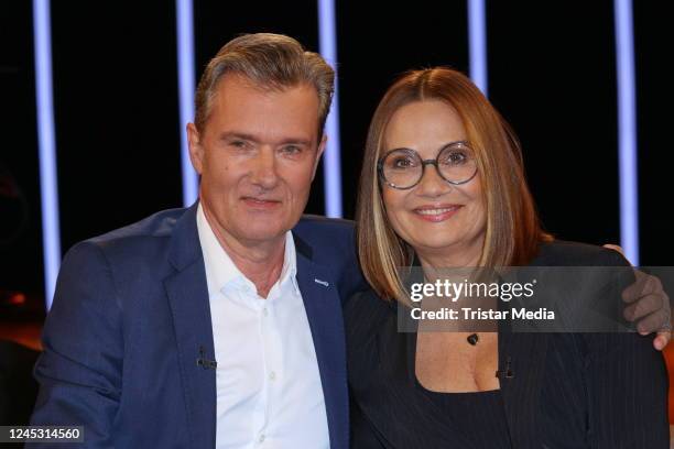 John Jürgens and his sister Jenny Jürgens during the NDR Talk Show at NDR Studios on December 2, 2022 in Hamburg, Germany.