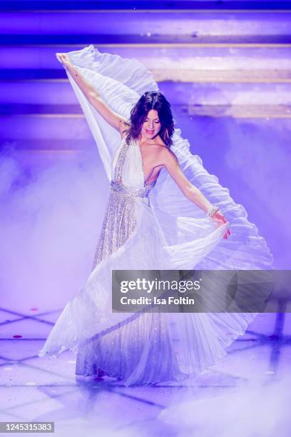 In this photo released on December 2 Singer Ella Endlich performs during the TV show "Das Adventsfest der 100.000 Lichter" at Congress Center on...