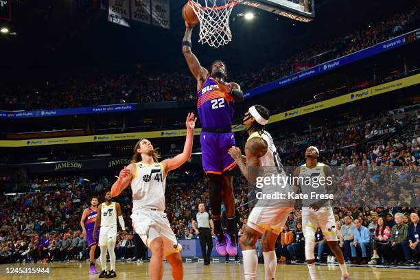 Deandre Ayton of the Phoenix Suns dunks the ball during the game against the Utah Jazz on November 26, 2022 at Footprint Center in Phoenix, Arizona....