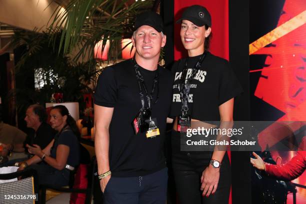 Basti Schweinsteiger and his wife Ana Ivanovic - Schweinsteiger during the Robbie Williams One Show & One Night Only concert at the VIP area at Messe...