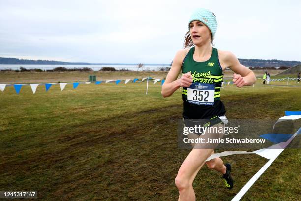 Stephanie Cotter of Adams State races to a first place finish during the Division II Men's and Women's Cross Country Championship held at Chambers...