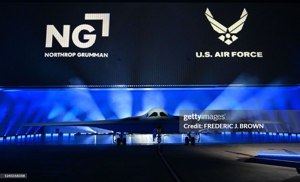 B 21 Lettering The B-21 Raider is unveiled during a ceremony at Northrop Grumman's ...