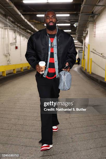 Tim Hardaway Jr. #11 of the Dallas Mavericks arrives to the arena before the game against the New York Knicks on December 3, 2022 at Madison Square...