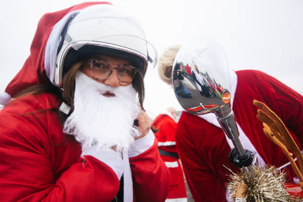 DEU: Christmas Santa Claus Motorbike Ride In Cologne