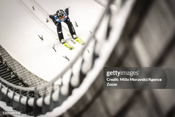 Annika Sieff of Team Italy takes 2nd place, in action during the FIS Nordic Combined World Cup Women's Gundersen HS 100 / 5 km on December 3, 2022 in...