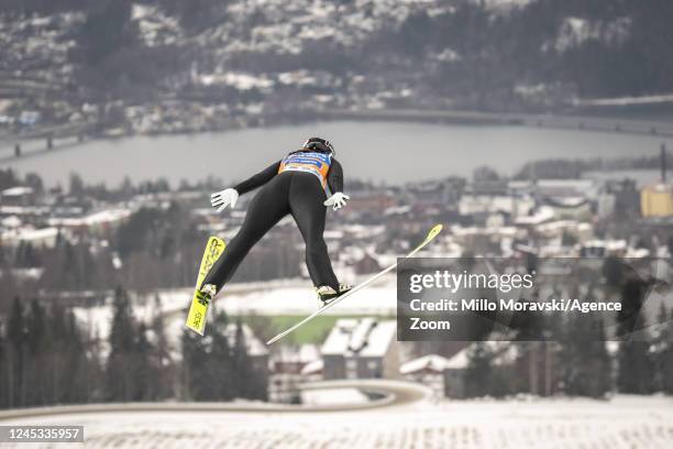 Annika Sieff of Team Italy in action, takes 2nd place during the FIS Nordic Combined World Cup Women's Gundersen HS 100 / 5 km on December 3, 2022 in...