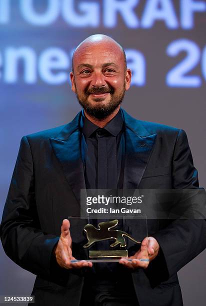 Director Emanuele Crialese of "Terraferma" accepts the Special Jury Prize during the Closing Ceremony during the 68th Venice Film Festival at Palazzo...