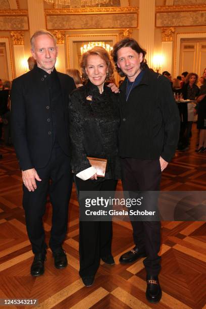 Dr. Wolfgang Roth, Gaby Dohm and her son Julian Plica during the premiere of the opera "Lohengrin" at Bayerische Staatsoper on December 3, 2022 in...