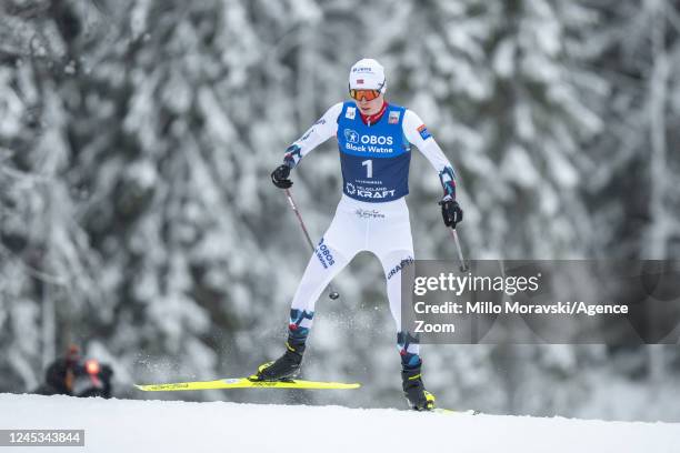 Jens Luraas Oftebro in action, takes 1st place during the FIS Nordic Combined World Cup Men's Gundersen HS 100 / 10 km on December 3, 2022 in...