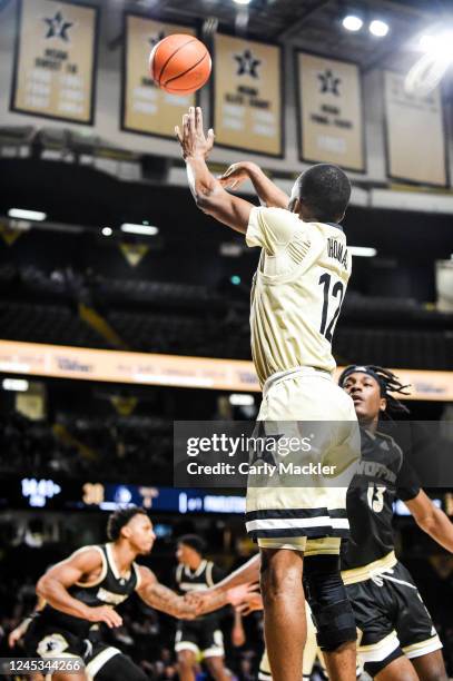 Trey Thomas of the Vanderbilt Commodores shoots the basketball in the second half of the game against the Wofford Terriers at Vanderbilt University...
