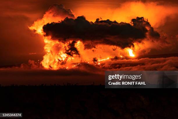 Mauna Loa, the world's largest volcano, erupts for the first time since 1984 near Hilo, Hawaii, on December 2, 2022. - The world's largest active...