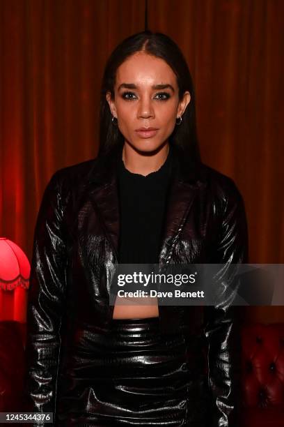 Hannah John-Kamen attends Simon Carroll's "A Disco Christmas" at 25 Paul Street in support of FareShare on December 3, 2022 in London, England.