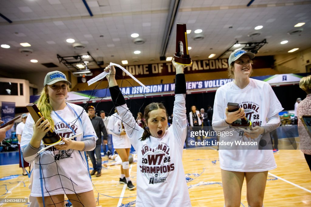 West Texas A&M Buffs players celebrate winning the Division II Womens