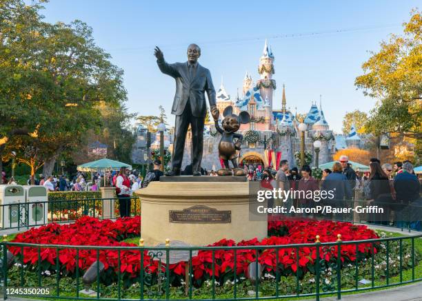 General views of the Walt Disney 'Partners' statue at Disneyland on December 03, 2022 in Anaheim, California.