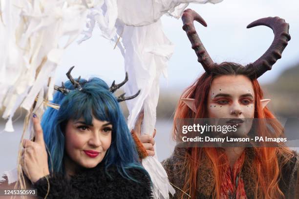 Participants during the Whitby Krampus Run street parade in Whitby, Yorkshire, which celebrates the Krampus, a horned creature which accompanies...