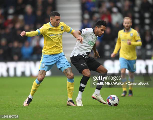 Sheffield Wednesday's Marvin Johnson in action with Derby County's Korey Smith during the Sky Bet League One between Port Vale and Charlton Athletic...