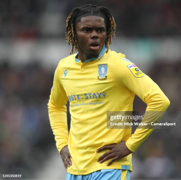 Sheffield Wednesday's Alex Mighten during the Sky Bet League One between Port Vale and Charlton Athletic at Pride Park Stadium on December 3, 2022 in...