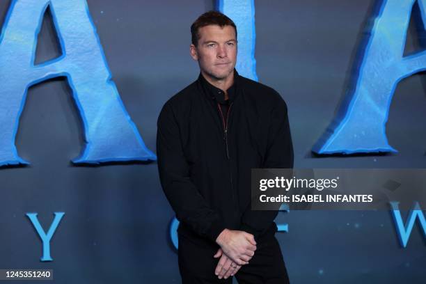 British-Australian actor Sam Worthington poses during a photocall for "Avatar: The Way of Water" in London on December 4, 2022.