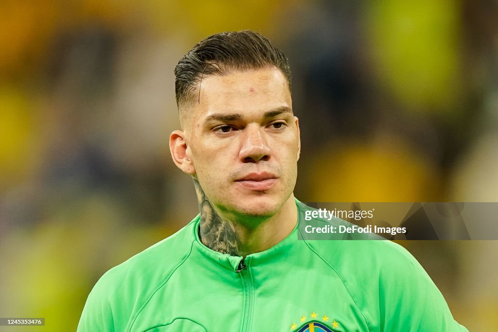 Ederson Getting Chipped goalkeeper Ederson of Brazil looks on prior to the FIFA World Cup ...
