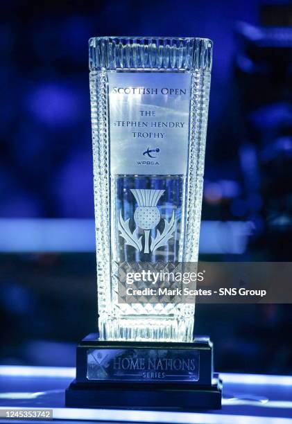 The Stephen Hendry trophy is pictured before the BetVictor Scottish Open final at the Meadowbank Sports Centre, on December 04 in Edinburgh, Scotland.