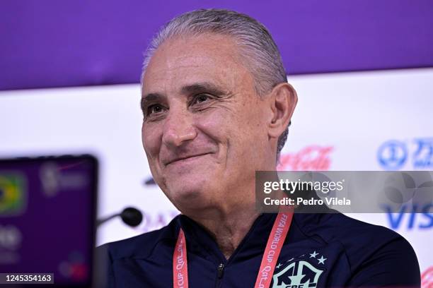 Head coach of Brazil Tite during the Brazil Press Conference at the Main Media Center on December 4, 2022 in Doha, Qatar.