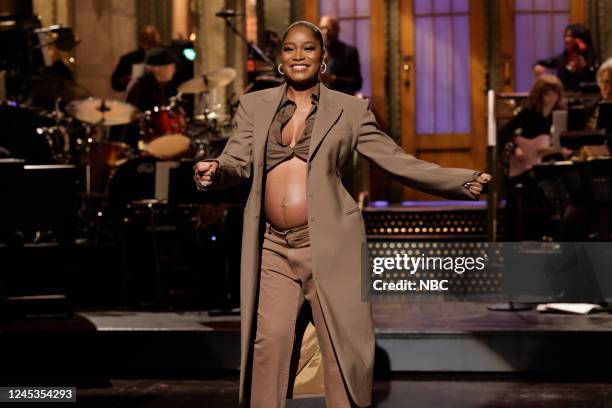 Keke Palmer, SZA Episode 1833 -- Pictured: Host Keke Palmer during the Monologue on Saturday, December 3, 2022 --