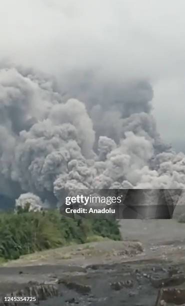 Screen grab captured from a video shows the smoky and ashy sky after the Semeru Volcano erupts in East Java, Indonesia on December 04, 2022. At 3676...