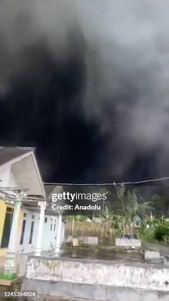 Screen grab captured from a video shows the smoky and ashy sky after the Semeru Volcano erupts in East Java, Indonesia on December 04, 2022. At 3676...