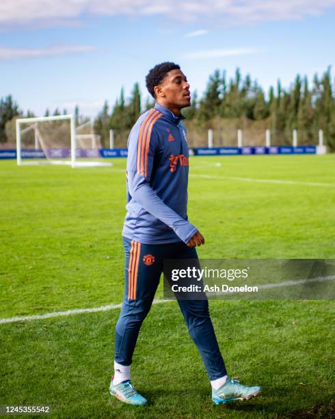 Anthony Martial of Manchester United walks off during a Manchester United Training Session on December 4, 2022 in Jerez de la Frontera, Spain.