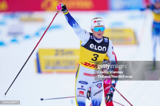 Frida Karlsson of Sweden takes first place competes during the 20km Mass Start at the FIS World Cup Cross-Country Lillehammer on December 4, 2022 in...