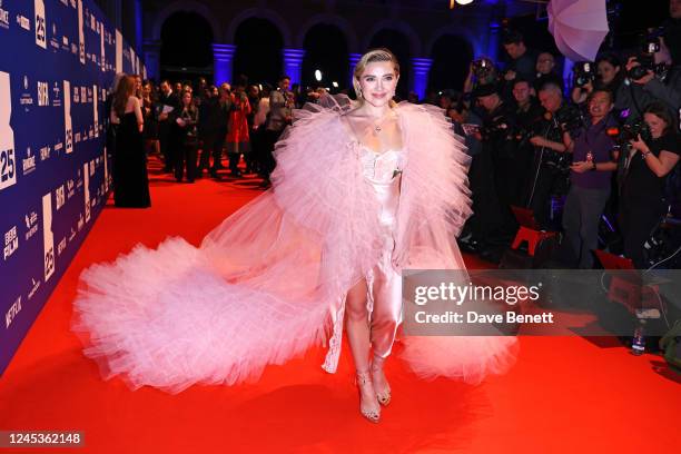 Florence Pugh arrives at the 25th British Independent Film Awards at Old Billingsgate on December 4, 2022 in London, England.